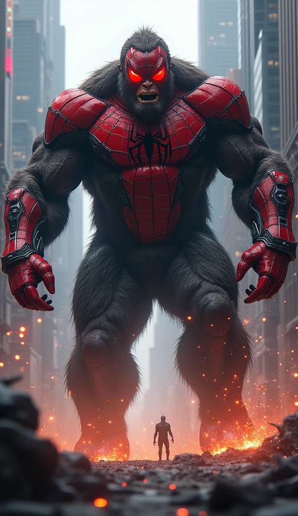 Spider man + king kong roar bionic angry red eyes