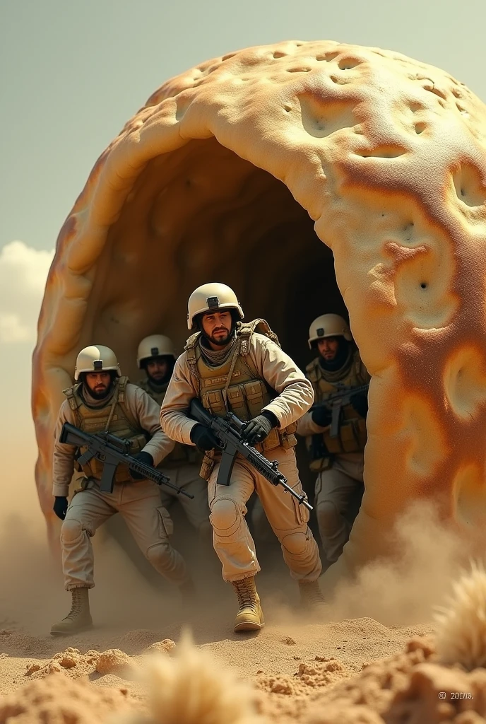 Soldiers come out of pita