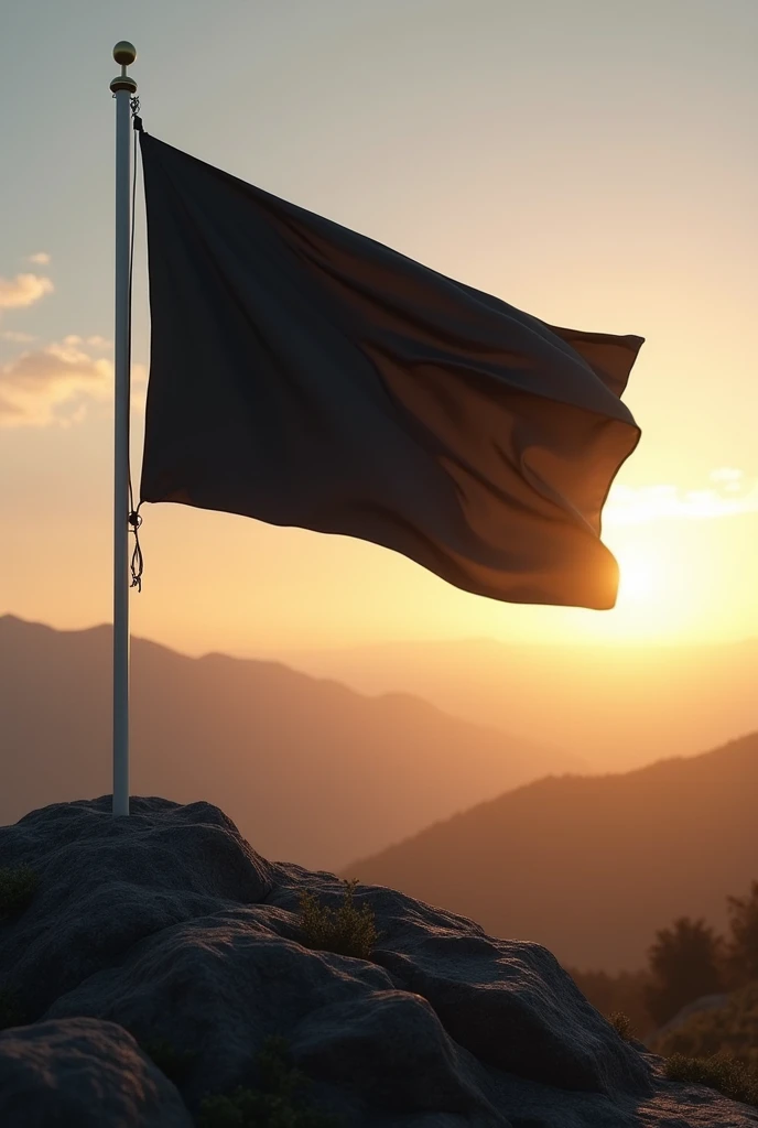 Plain Black color flag morning