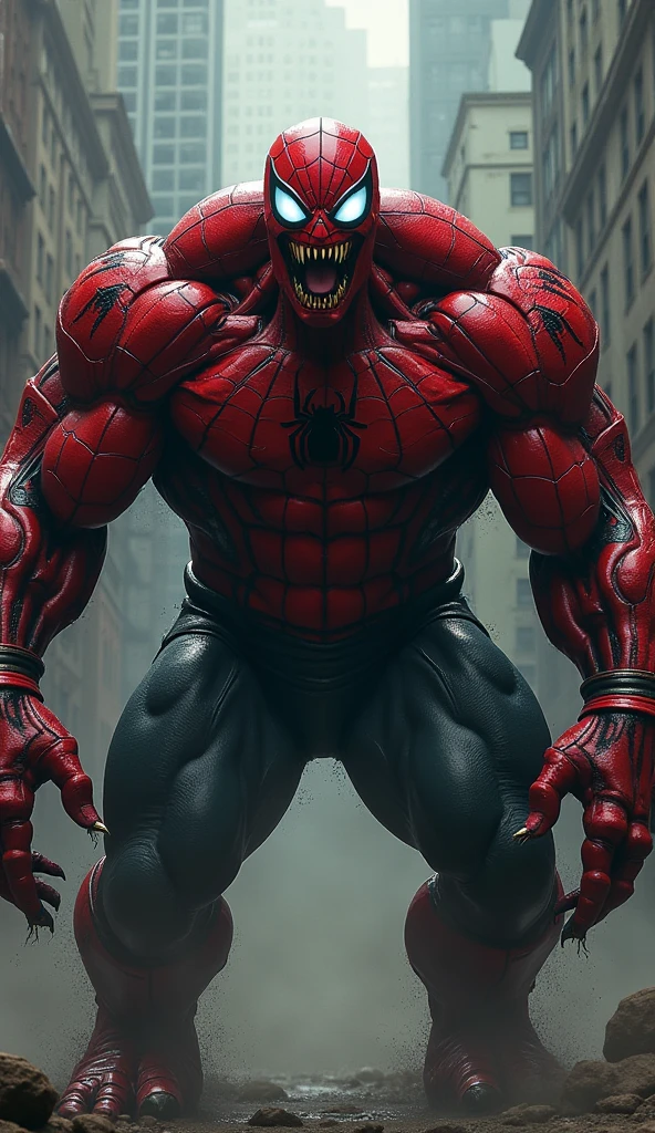 Spider man + hulk hybrid roar bionic angry red eyes 