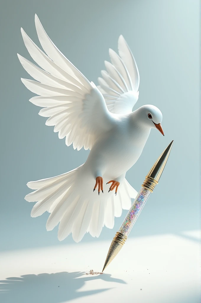 white dove transforming into a pen