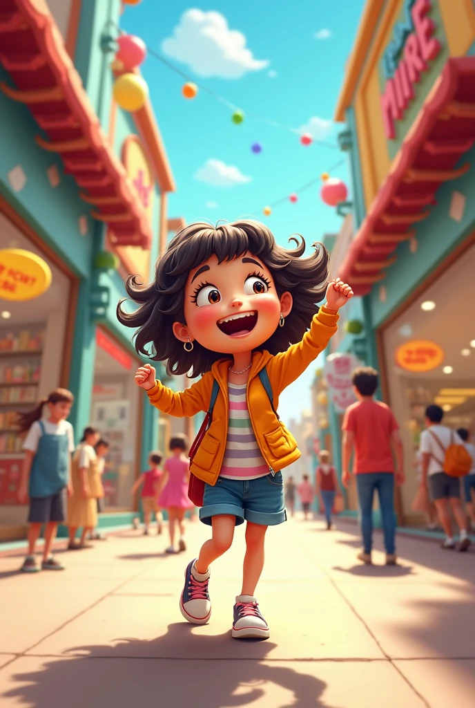 a girl buying because of sale in cartoon style