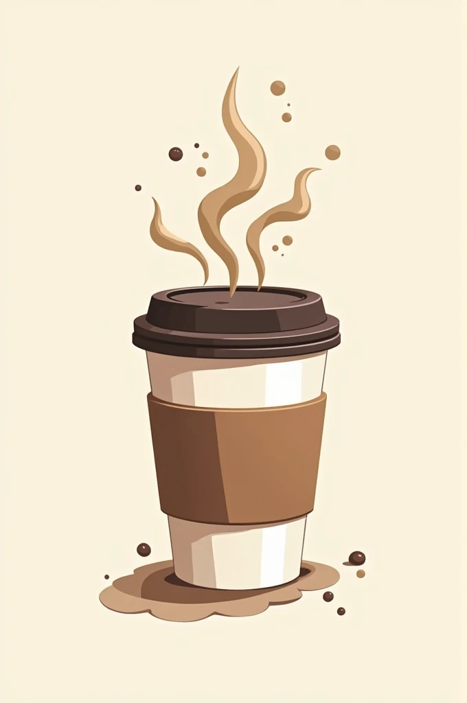 (Coffee shop logo) Starbucks cup inspired, with cover in side, smoke coming out and handle