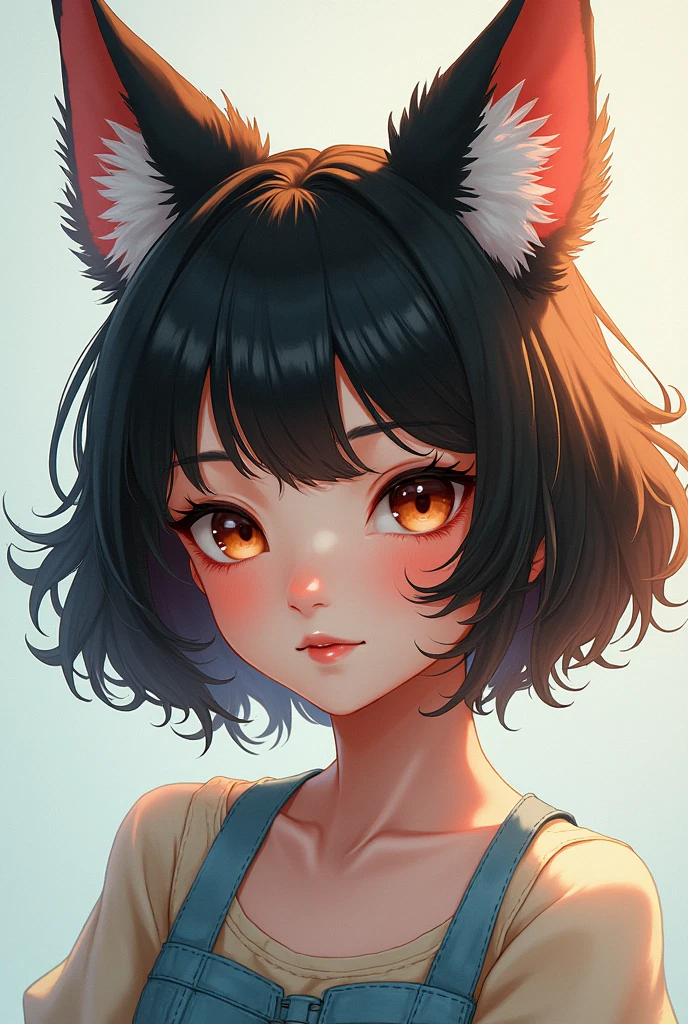 One girl, Shortcuts, bangs, Fox Ears, Earrings, cool,Mini character