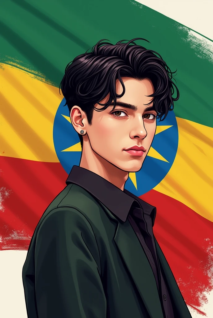 Create scoups image with ethiopian background flag