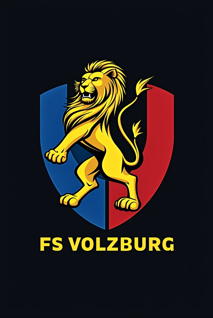 The logo of the football club, the name FS Volzburg, is a lion logotype