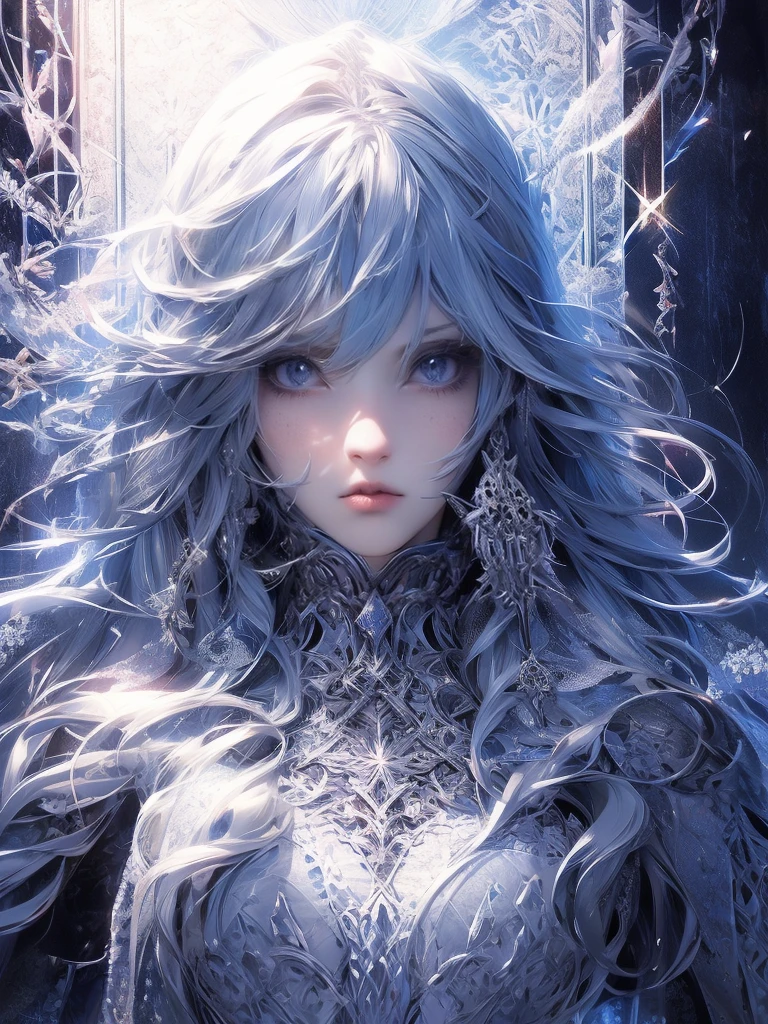 Beautiful Angel of Light、Futuristic Gothic style、Highly detailed face and body、Inspired by anime、Photorealistic、Cinematic lighting、Complex lace dresses、Ethereal Wings、Dramatic Pose,Moody Color Palette,Volumetric light effect,Hyperrealistic Textures,Decorative Gothic architecture,Amazing digital art