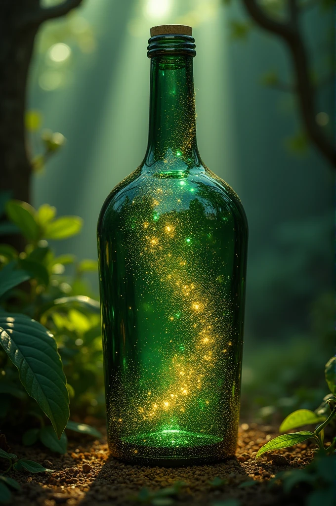 Bottle green with golden glitter