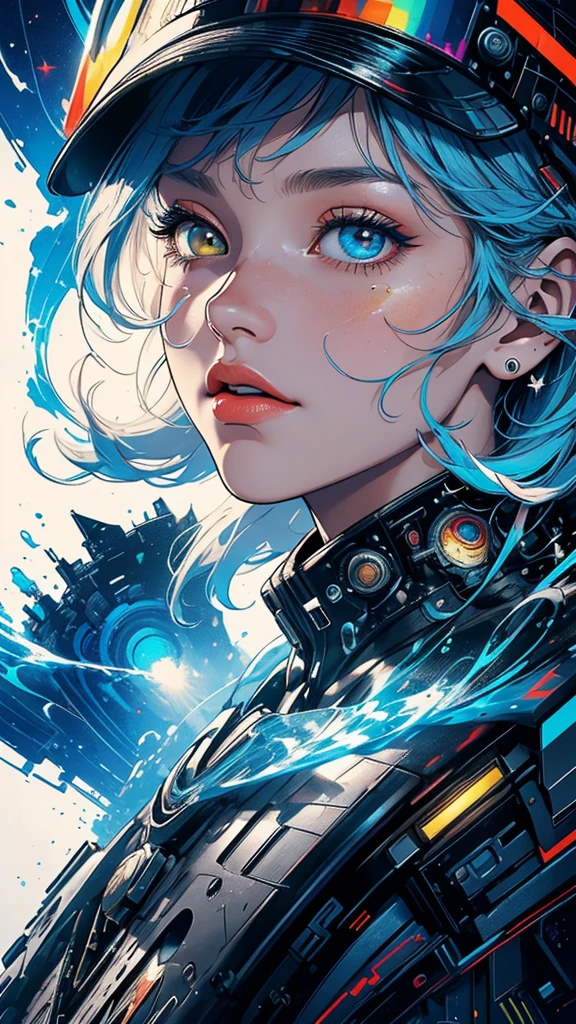 (((masterpiece, highest quality))),(((solo:1.2))),(((1girl:1.2))),32k wallpaper, very detailed, poster, vintage science fiction,(((((geometric cinematic movie poster))))), (bauhaus), shape,(((abstract))),(mid century modern),movie poster,(((((portfolio))))),(((((Close-up))))),(((((bust up))))),((((more various angle)))),(((highlight))),Vast landscape,((((heterochromia)))),(((complete. detailed face))),(((Extremely talented))),(((most complecated machine))),unlimited colorful color scheme