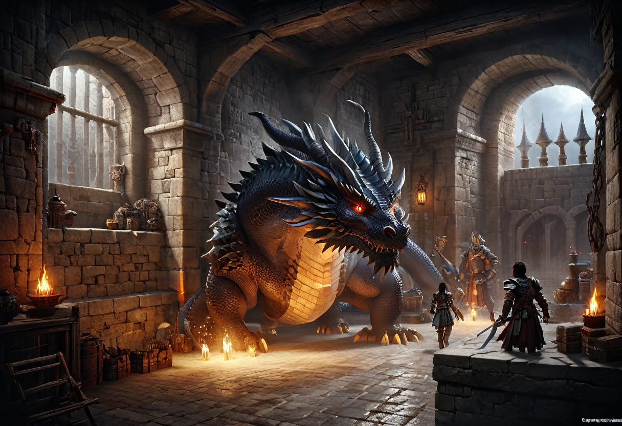 Dungeon and dragon, a real story based on the game "Dungeon & dragon", epic, Magnificent, dragon与英雄, epic battle, Magic Items, Magic Sword, real photography, Movie Frames, Active scenes, Digital frame processing, Computer graphics effects, The art of math, masterpiece, real, Effective, Existing in another world