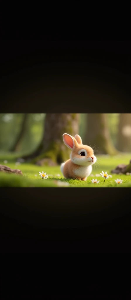 Margo, a small, fluffy bunny, loved hopping through the woods, nibbling on clover and basking in the sun.
Generate a serene woodland scene with a small, fluffy bunny (Margo), hopping around and nibbling on clover. The scene is bright and sunny, with rays of sunlight streaming through the trees.