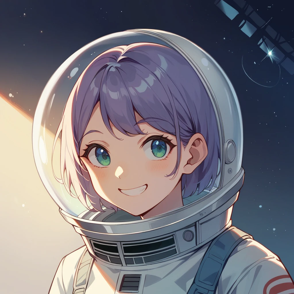 universe space、high school girl、smile、Spacesuit、Space Station、Spotlight、planet、Spacewalk