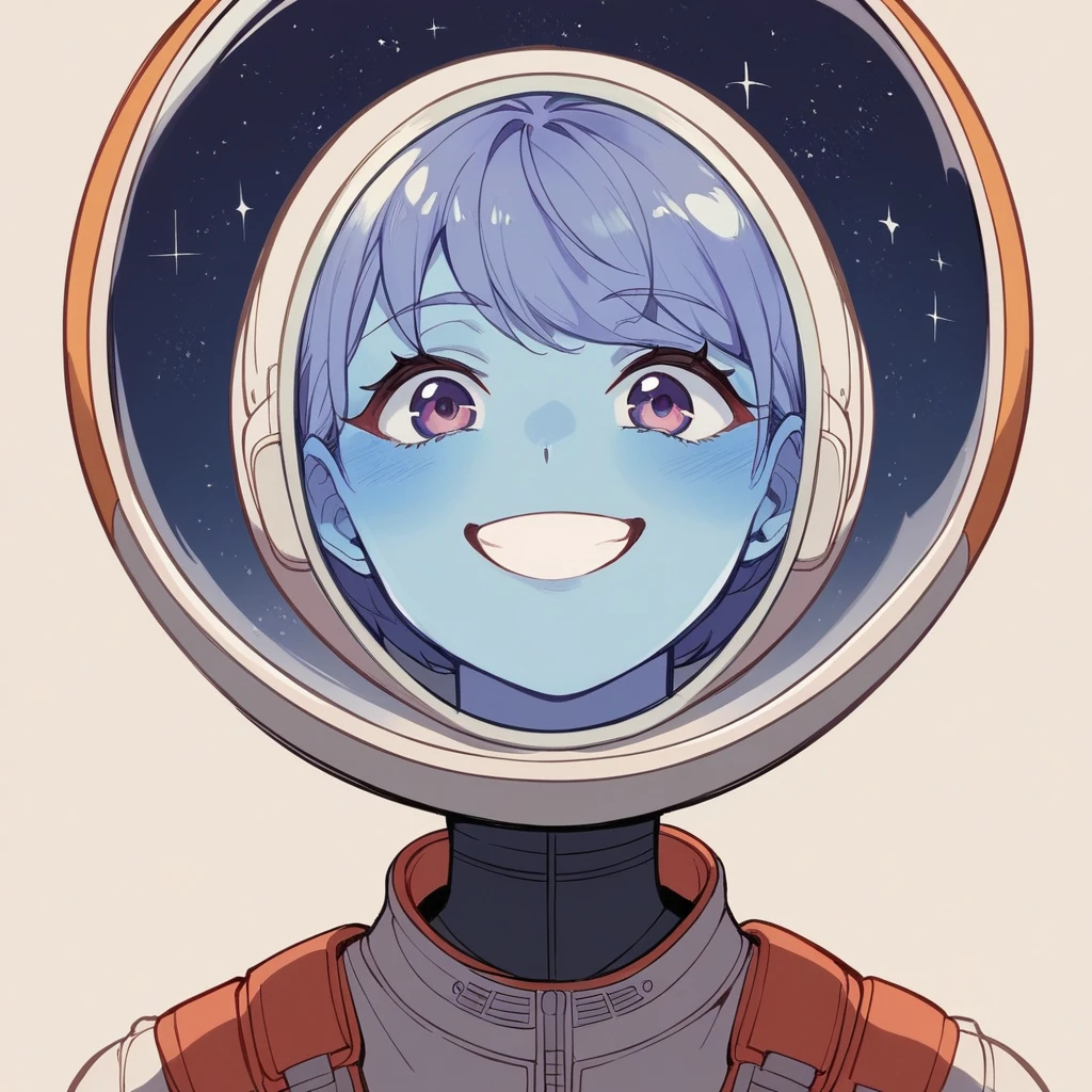 universe space、high school girl、smile、Spacesuit、Space Station、Spotlight、planet、Spacewalk、whole body