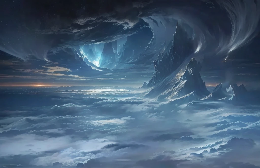 Fantasy atmosphere,Sea of Clouds,The background is clean and tidy,Remove some smoke,Calm atmosphere,