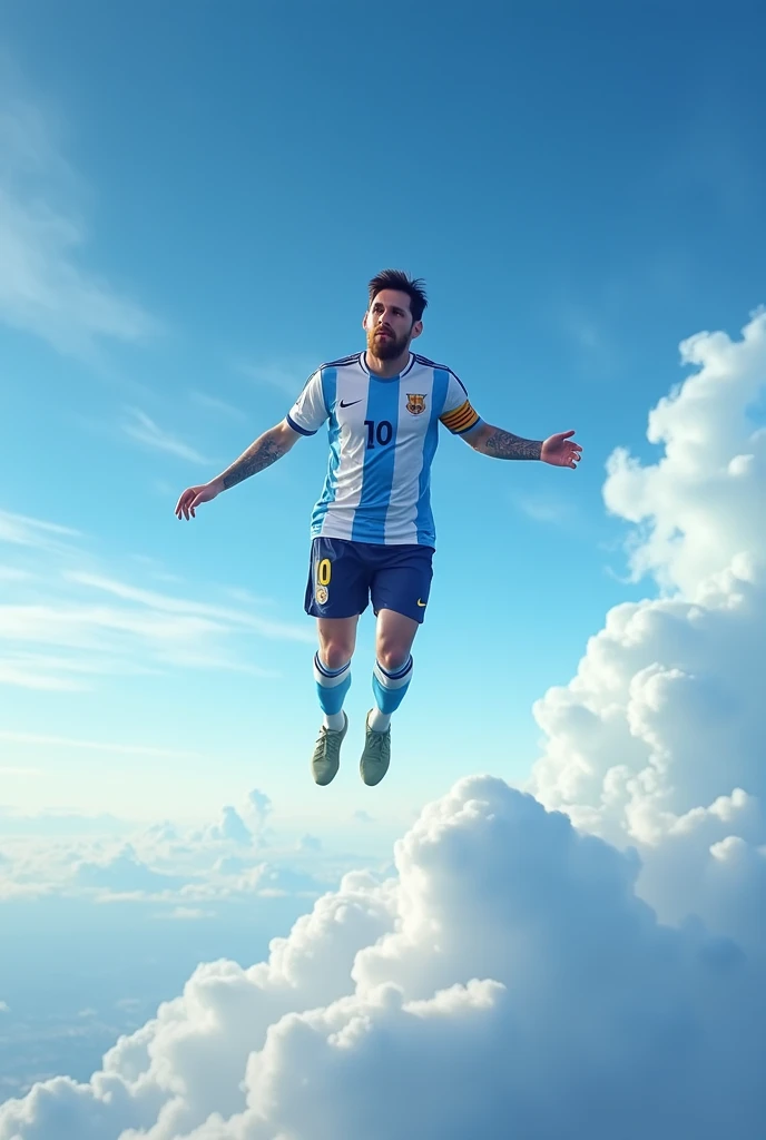 Messi is flying on the sky