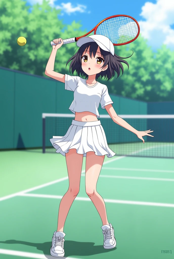 A cute girl in junior high school with a cup size of D-80 and height of 168cm who is a member of the tennis club.