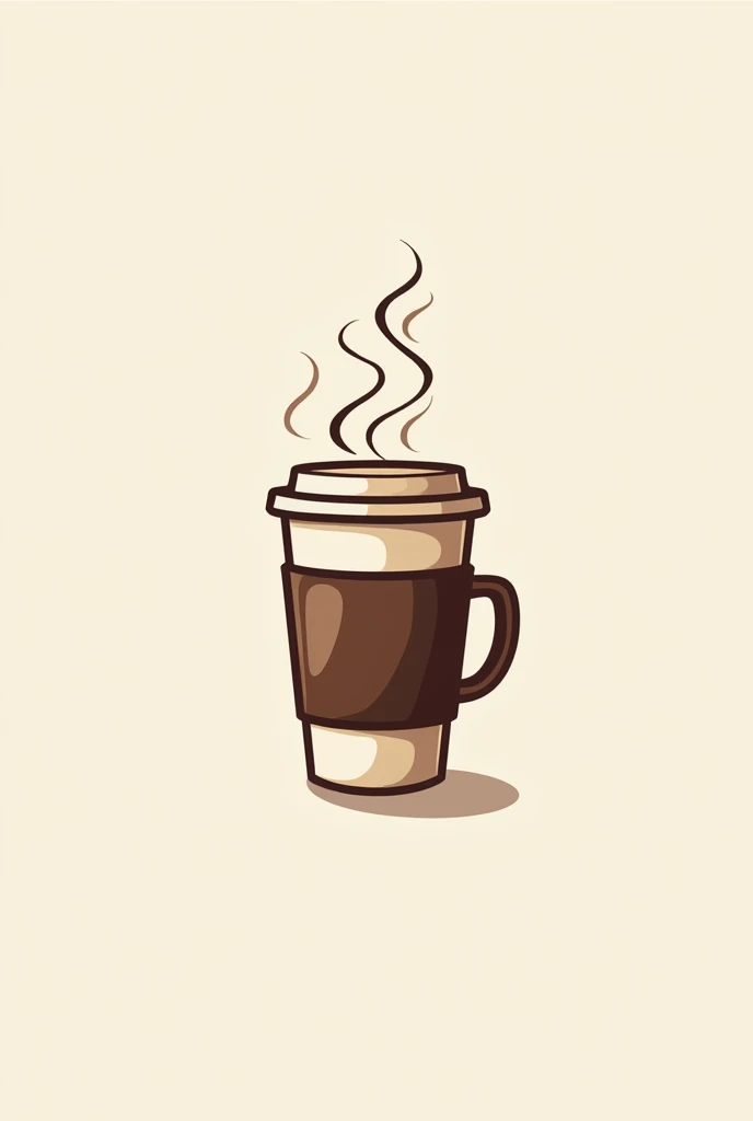 (Coffee shop logo) Starbucks cup inspired, with cover in side, smoke coming out and handle