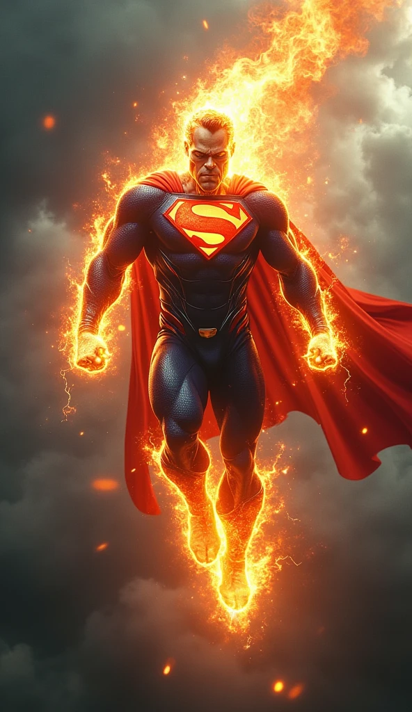 Super man flying + gost rider hybrid angry