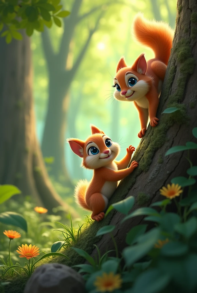  . A little squirrel With a deep breath, he began the daunting climb. 3d animation. Disney inspired