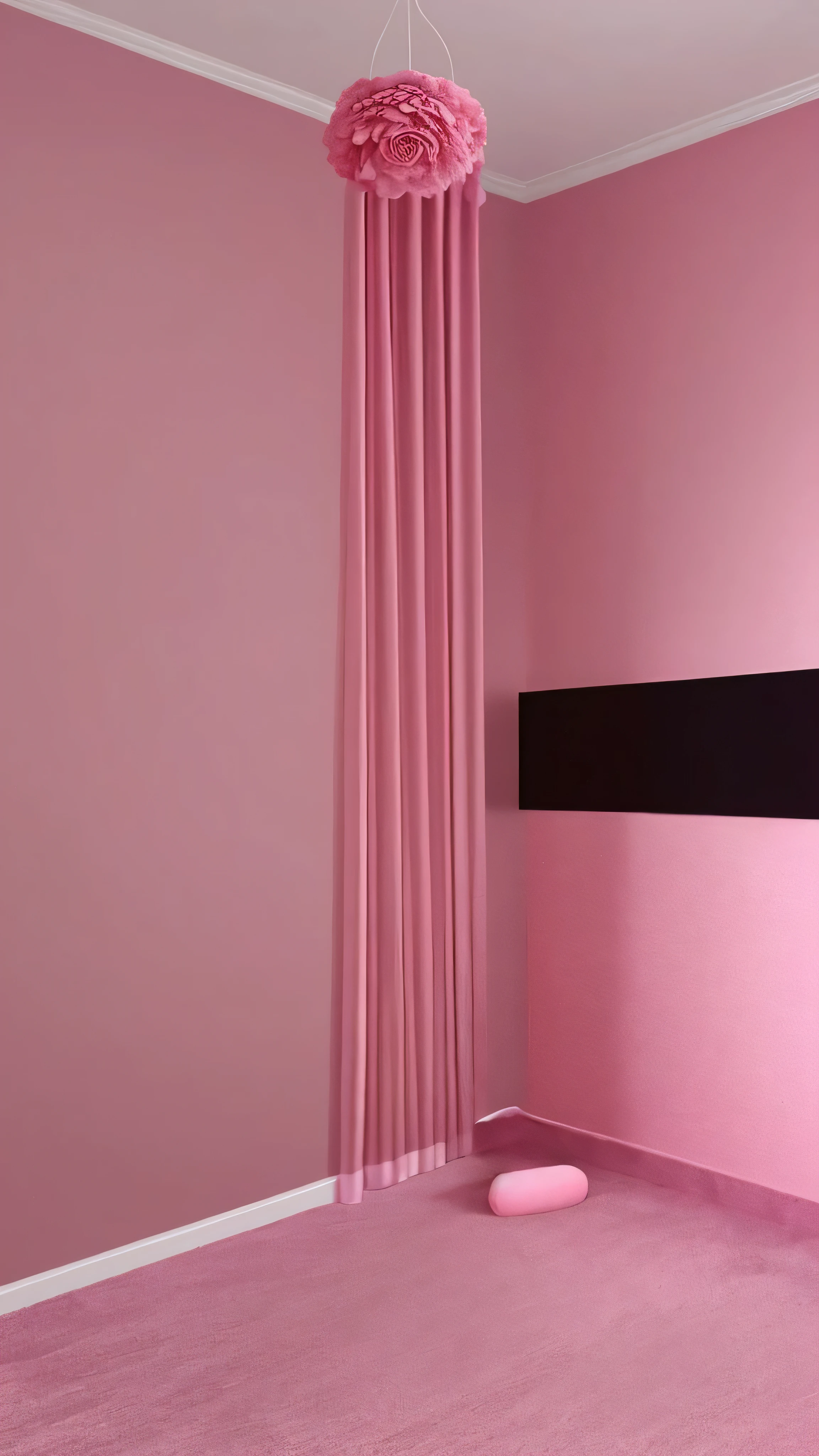 A warm room with a subtle pink theme, personal private room, wall ribbon dizined