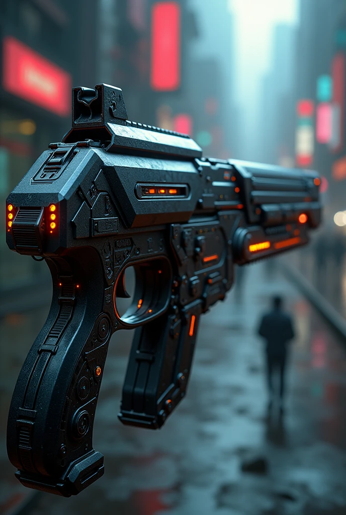 A long gun Cyberpunk type theme artistic side view