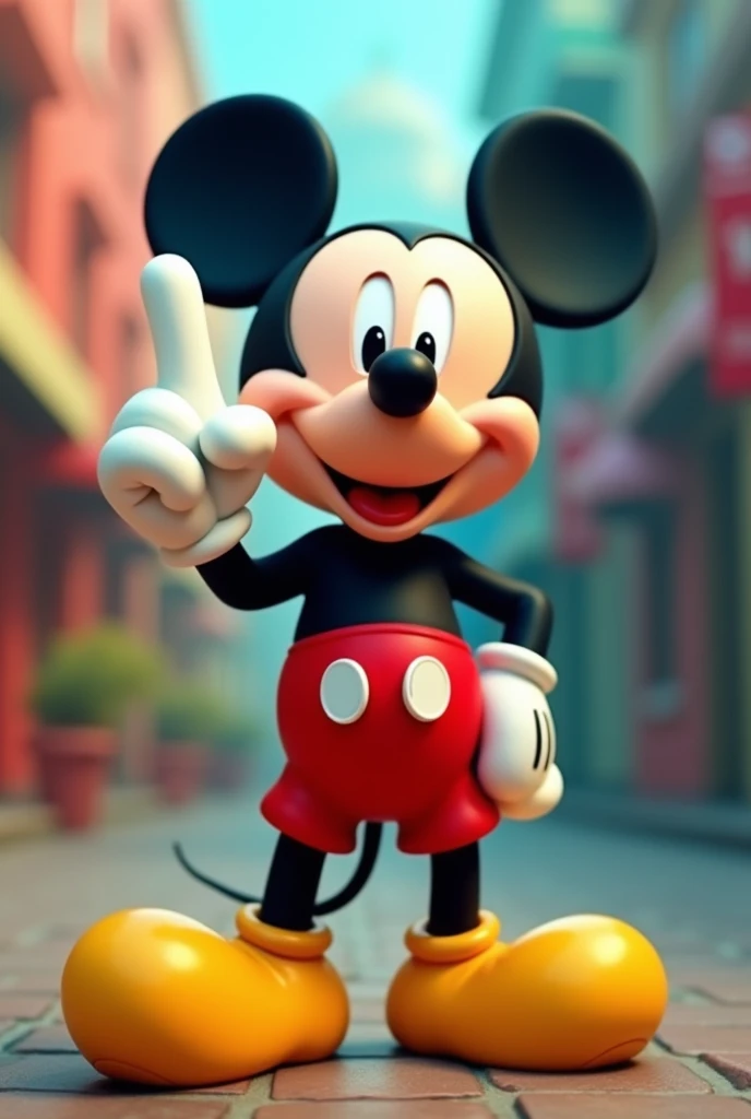Make me a picture of Mickey Mouse doing the third finger