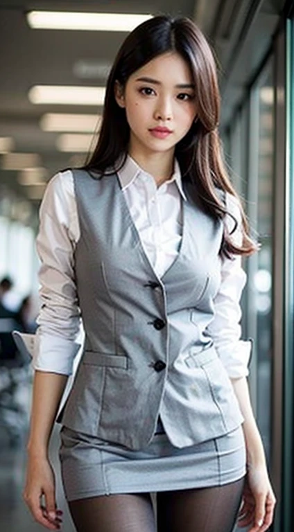 An elegant, upper-class, elite secretary in a business shirt, Working in the office、厳格なbusiness suitを着ている, Wearing hose、Wear high-quality high heels、 Girl in a shirt, business suitを着用する, business suitを着用する, business suitを着て, Businesswoman, Business attire, 黒のbusiness suitを着ている, Wear a shirt and skirt, business suitを着た女性, business suit, business attire, RAW Photos, (8k、Highest quality、masterpiece:1.2)、(Intricate details:1.4)、(Photorealistic:1.4)、Octane Rendering、Complex 3D rendering with ultra-detail, Studio Soft Light, Rim Light, Vivid details, Super Detail, Realistic skin texture, Detailed aspect, Beautiful details in the eyes, Highly detailed CG Unity 16k wallpaper, compensate, (Detailed Background:1.2), Exposed thighs!!!,