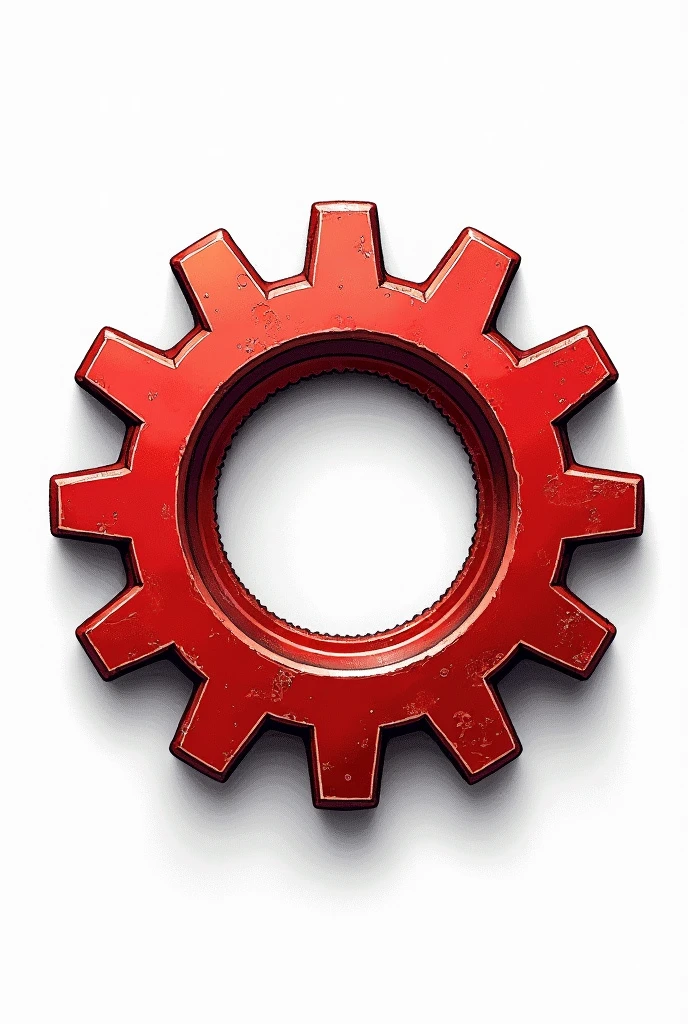 A single red gear is a drawing with no background.
