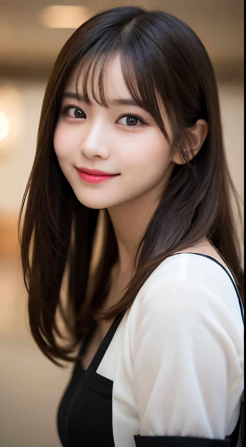 Tabletop, Highest quality, shape, Very detailed, finely, High resolution, 8k wallpaper, 完璧なダイナミックな構shape, Beautiful and detailed,ランダムなcute髪,,Natural color lip, Bold sexy pose,smile、20-year-old girl、cute、Looking into the camera,Always blur the background,Perfect and beautiful face,Slim face and figure,Big eyes、Putting on gal makeup,Small face,Shooting from below、smile,Blurred Background,Elegant feminine face、Cyberpunk Fashion、smile、Cosplayers
