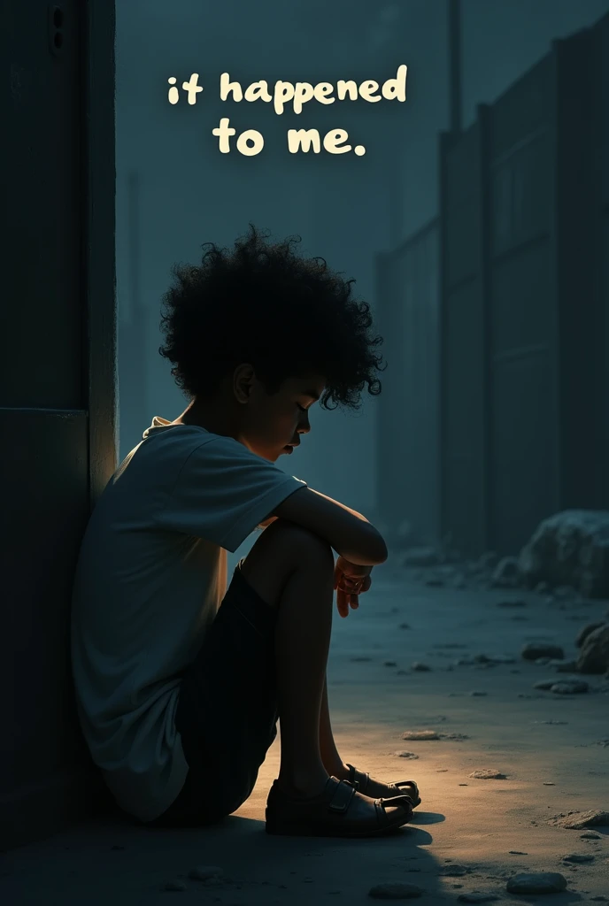 Shadow Black teenager sitting with short curly hair thinking about the shadow of one who disappeared from his life CD cover with the name: It Happened to Me