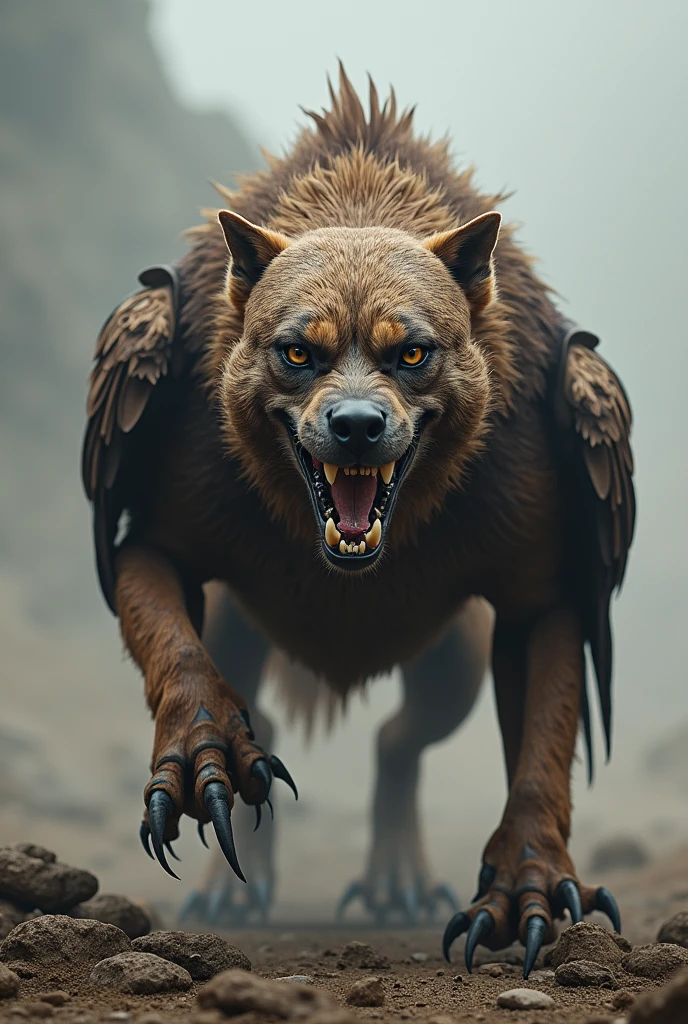Combination of a pitbull dog and eagle very aggresive look