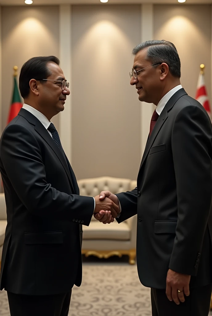 Sajeeb Ahmed Wazed and Tarique Rahman shaking hands