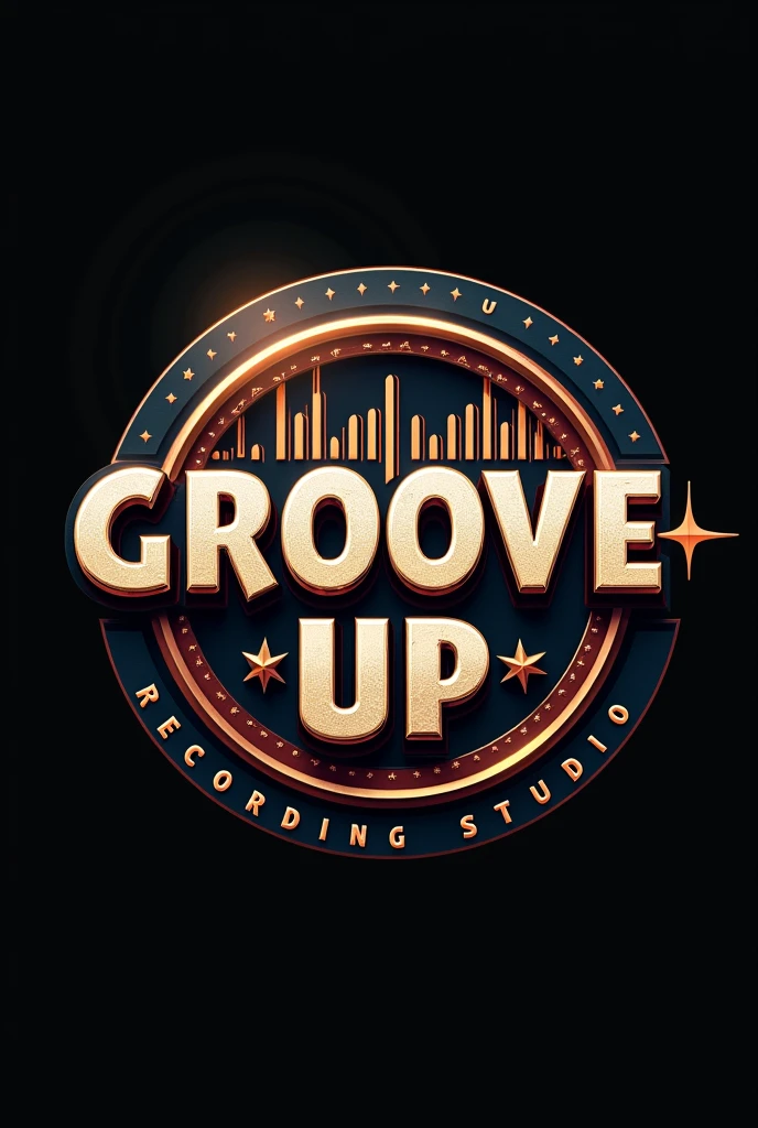 Genera un logo 3d moderno in stile vintage  per uno studio di registrazione chiamato “GROOVE UP RECORDING STUDIO” 