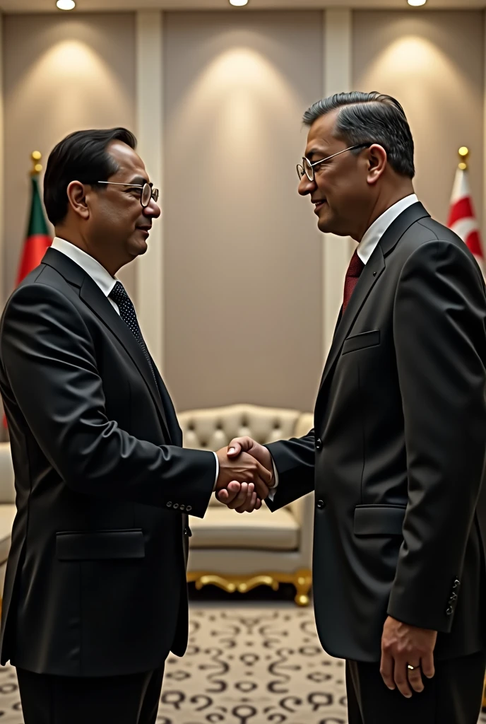 Sajeeb Ahmed Wazed and Tarique Rahman shaking hands
