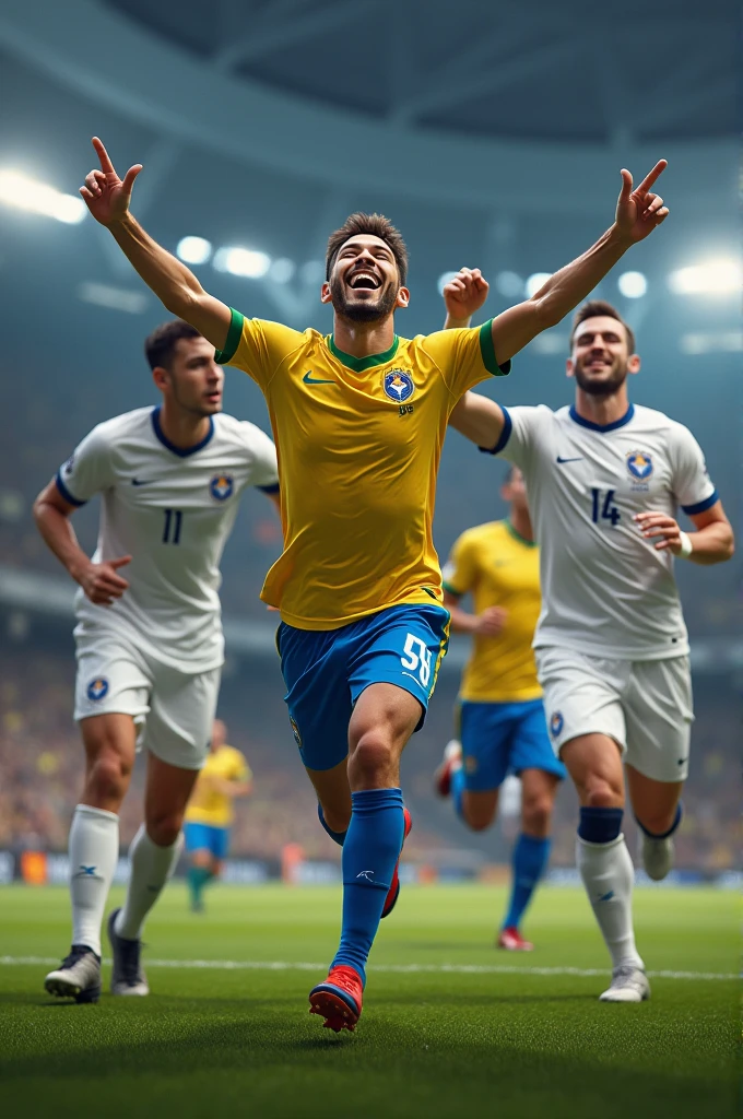 Naymar Brazil jarcy gol celebration white tem 
