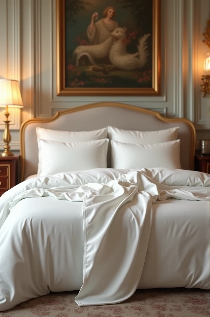 Fitted cotton Bedsheets banner with luxirous bedroom background wrinkles free