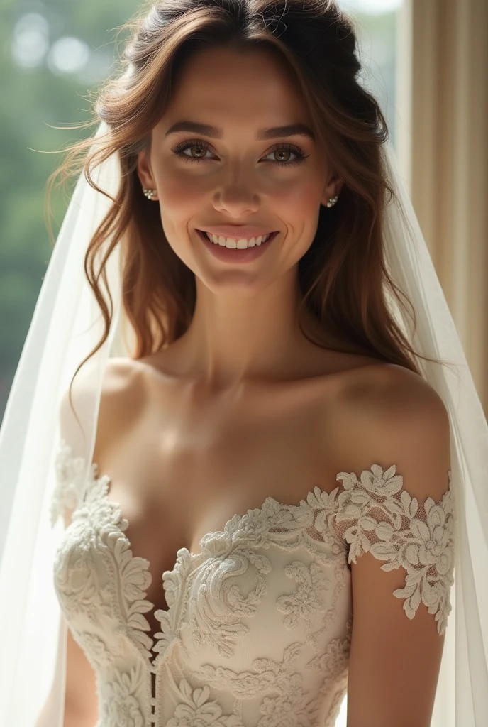 ((best quality)), ((masterpiece)), (detailed), perfect face, wedding dress, happy, beautiful body