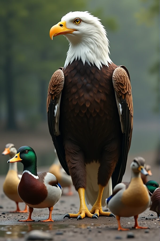 Eagle walk with Ducks
