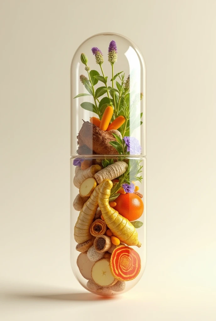 medicinal plants inside a capsule