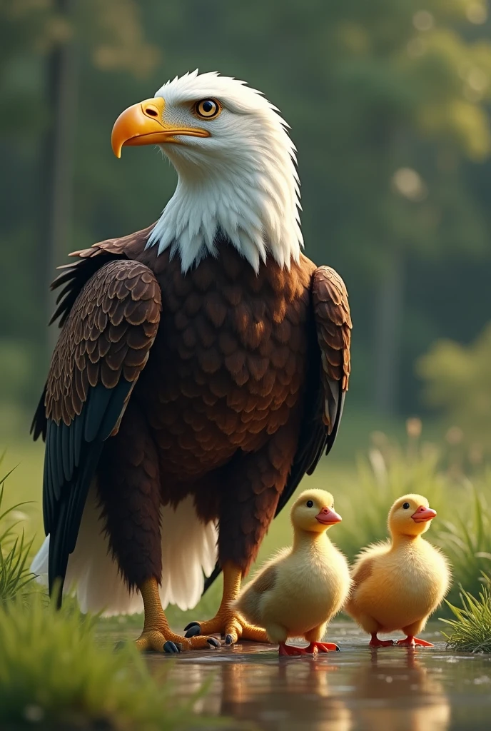 Eagle walk with Ducks eagle believe am a duck