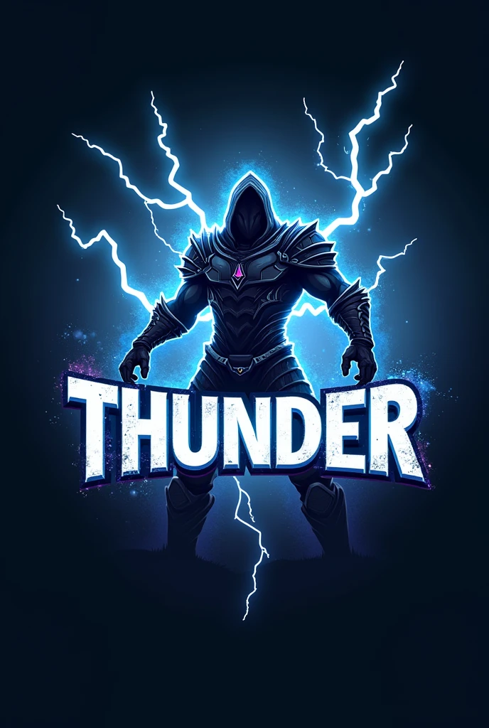 A logo that says thunder with a game figure but that is of the Artery character and a lot of lightning 