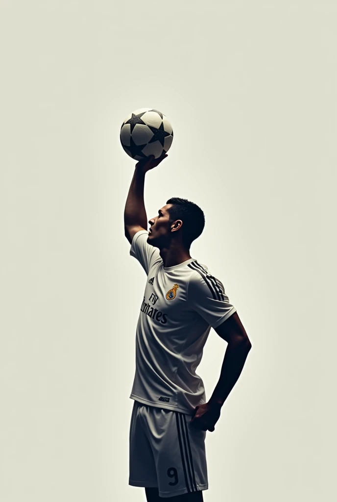 ronaldo holding a ball up his hand showing the back of him cool profile picture