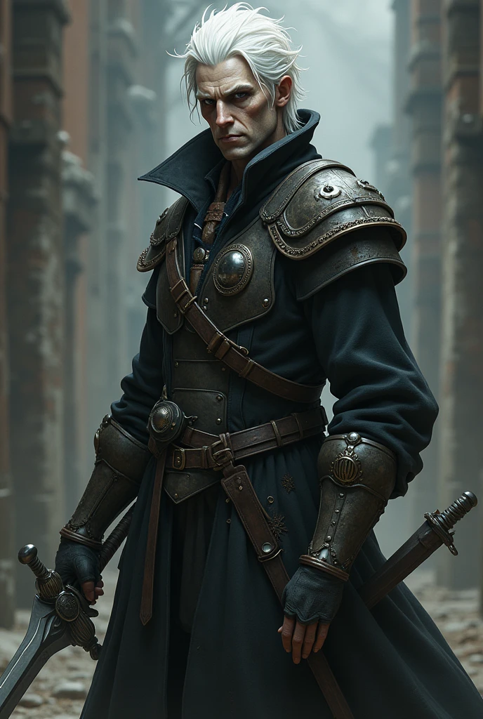 name: Lancelot Age: 21 Race: Undead Strengths:
armour: 3 Strength: 3 Skill: 4 Features: Lancelot is an undead, a loan shark beheaded him in a sawmill(constantly makes jokes about losing his mind) Apesar disso, Lancelot has not lost his features, remains a charismatic man, cheerful and that exudes compassion. Despite his young age, has white hair (stress maybe) your eyes are black, your skin despite being a living dead, remains the same, but with one condition: every time you lose your head again, your skin rots a little, so every time he “dies” he becomes even more of a living dead.
For being a zombie, does not feel pain, despite being the same, he is a very intelligent and remarkable man, not being slow, He is athletic and his greatest skill is fencing (SWORD FIGHT) has a remarkable capacity, agility, strength, has great perception and can dodge a possible enemy attack as well… A weakness? Lancelot is more sensitive to fire or heat.
He also hates loud noises… Finally, Lancelot has serious money problems (after all that's what led to his death).