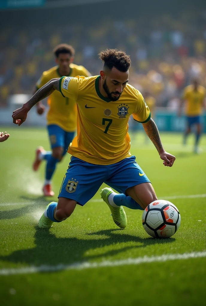 Neymar falling on the football field