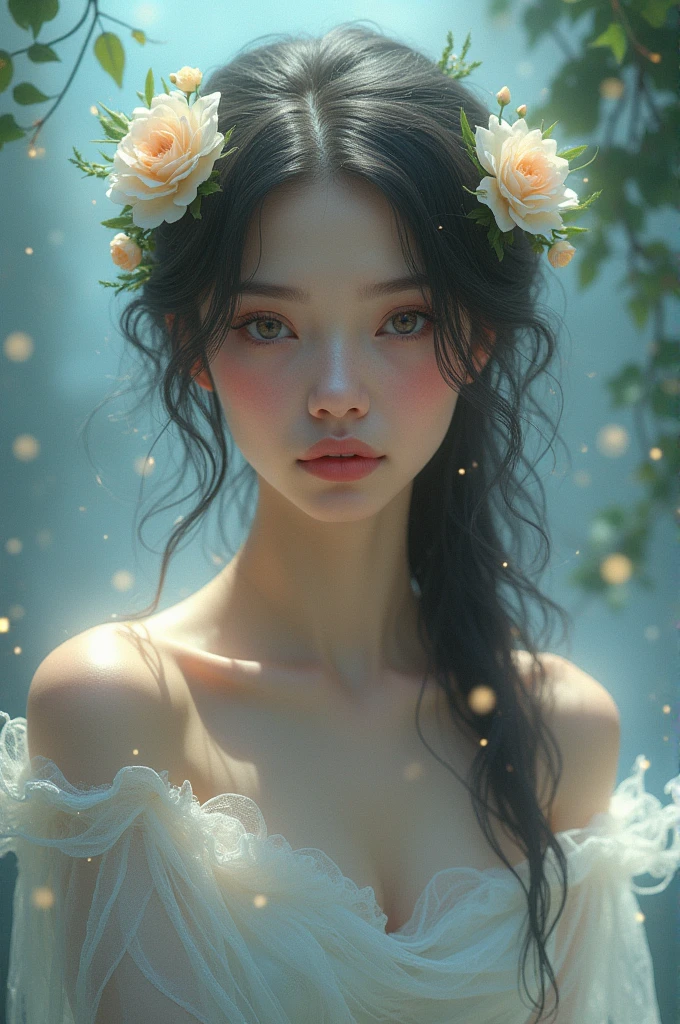 Create a beautiful girl's image. Who doesn’t exist on the earth. Image must be looked real