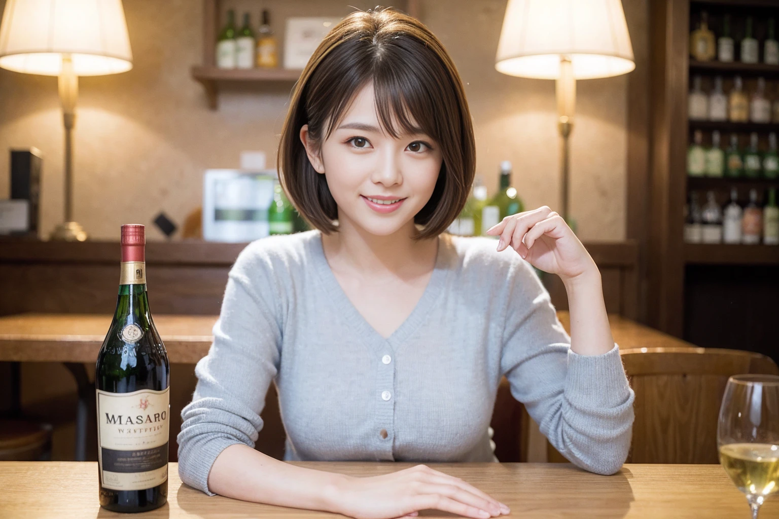 ((Highest quality、8k、masterpiece:1.3))、Whiskey bottles、whiskey、Joni Black、Old Parr、Suntory、Nikka、Whiskey lover、Bourbon、scotch、slimカップル、modelカップル、(Realistic, Intricate details:1.2), full-course dinner、Whiskey bottle and glass on the table、Single Malt、scotch、Rocks glass、Shot Glass、On the rock、Scotland、Amazing view of the sunset sky and clouds、A bright smile、The wonderfulness of smile、 Beautiful Face, blue eyes, The light shines on your face, blush, short hair,Bright Face、 (Age 37), 3,Two beauties、Brown Hair、Shortcuts、Long sleeve shirt、dress、Beautiful woman 1, (slimな顔), (The body is slim), (Brown Hair), (Shortcuts), cheeks turn a little red,Attractive beauty、restaurant, In a prominent place (From the waist up) Nova Frog Style, actress, model, Upper Body, White wine, slim, smile, (smile: 1.15), Beautiful fine grain, Depth f/2,saturation, High Contrast, Strong light and shadow,Moist Body:1.5、3D texture、Delicate eyes、Brown Hair、The hair is very shiny、