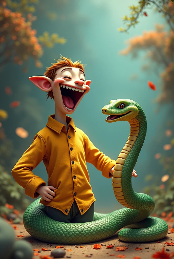 The shirt and the snake were laughing loudly.
