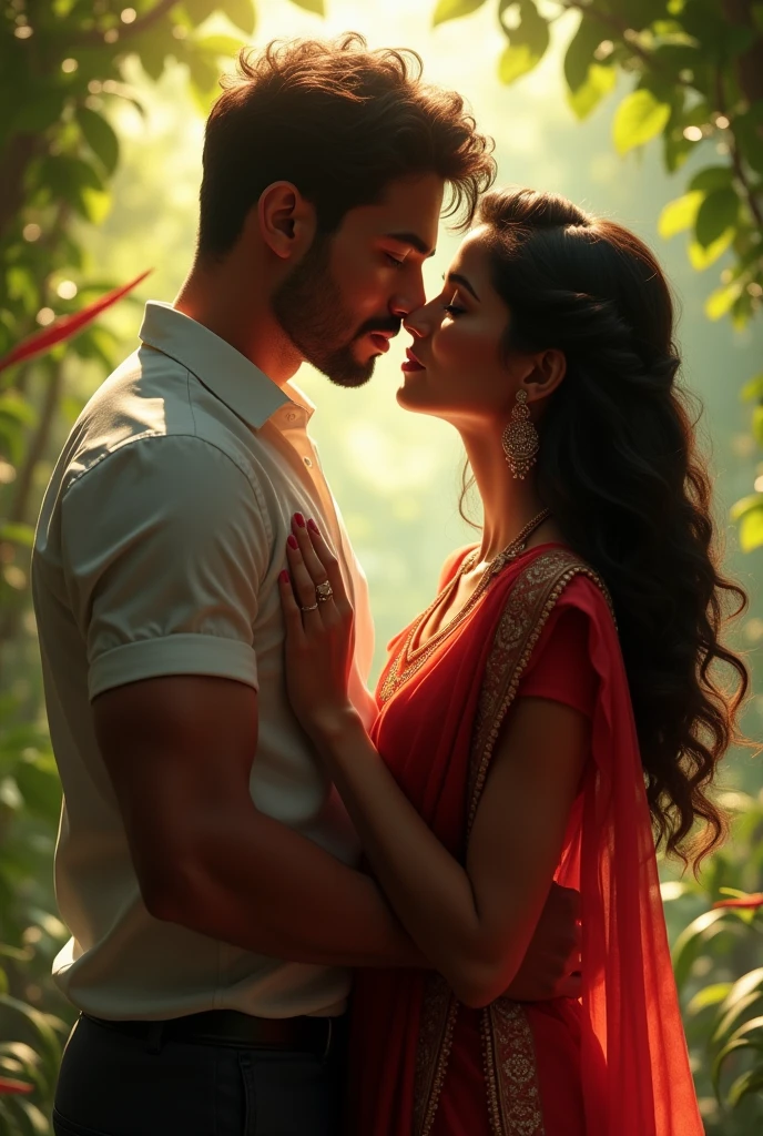 A man kissing a desi girl