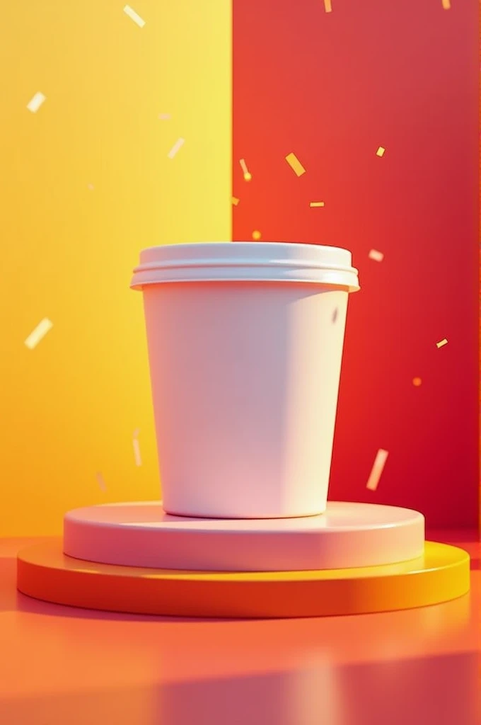 Create a promotional image for disposable products with a saying" succinct, clean , fast and use hot colors