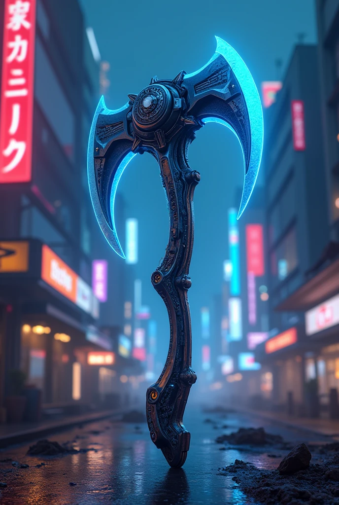 
 a blue sickle half cyberpunk 